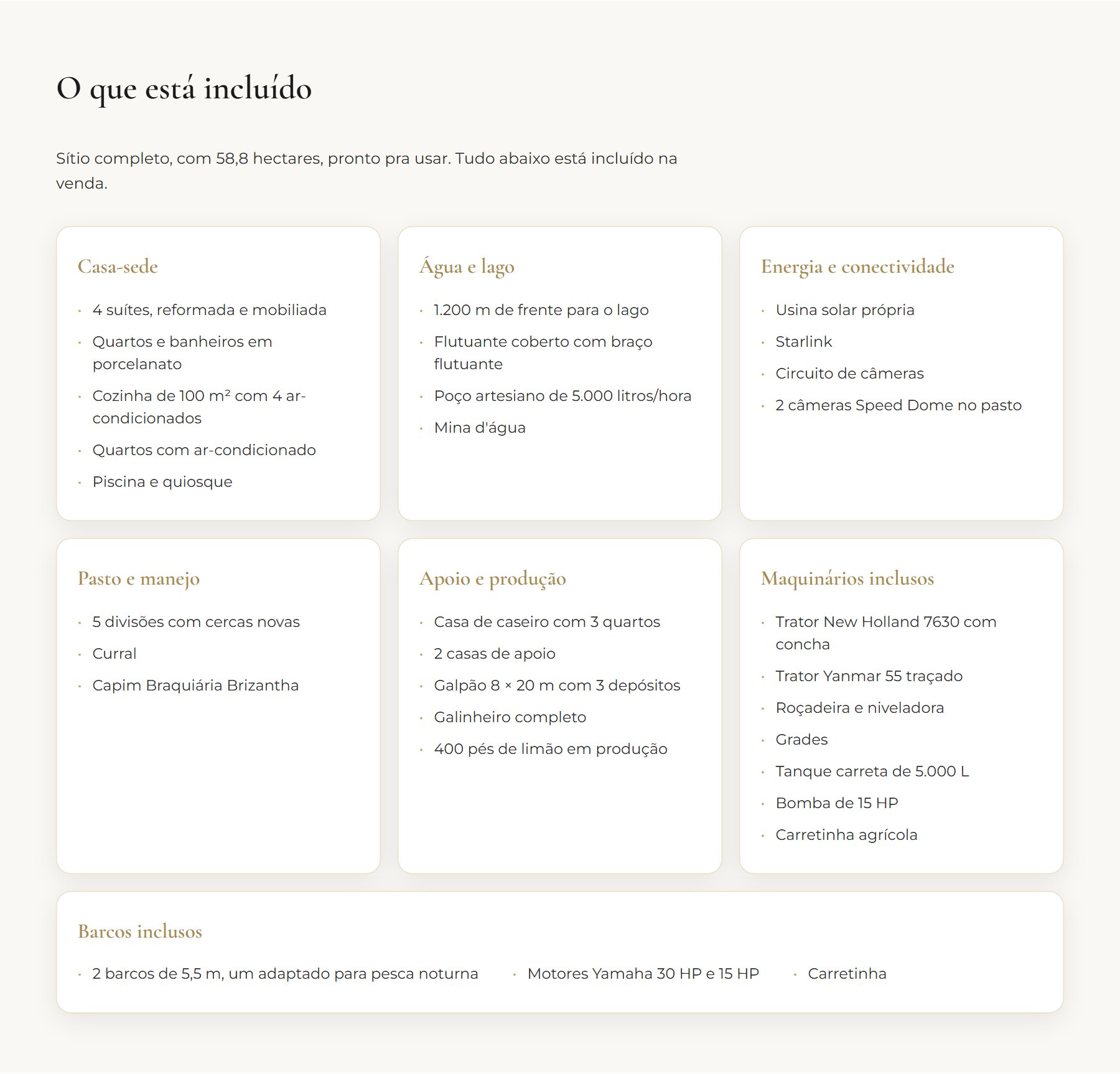 Secção O que está incluído